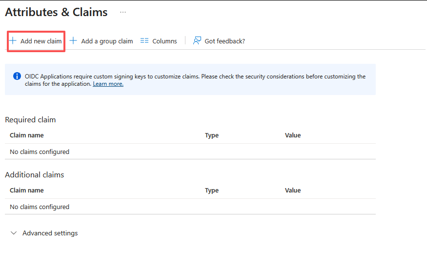 Add new claim in the Entra ID Enterprise application SSO settings
