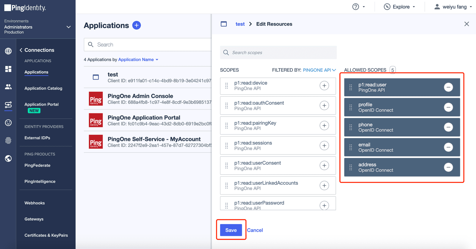 PingOne SSO | Application