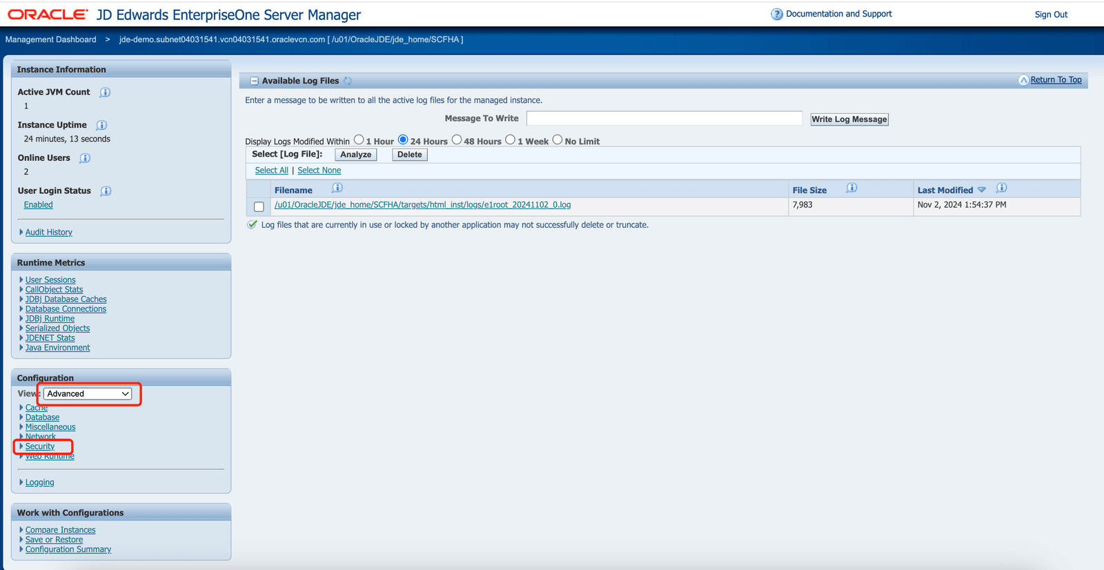 Oracle AIS Integration | JDE Server Manager COnfig