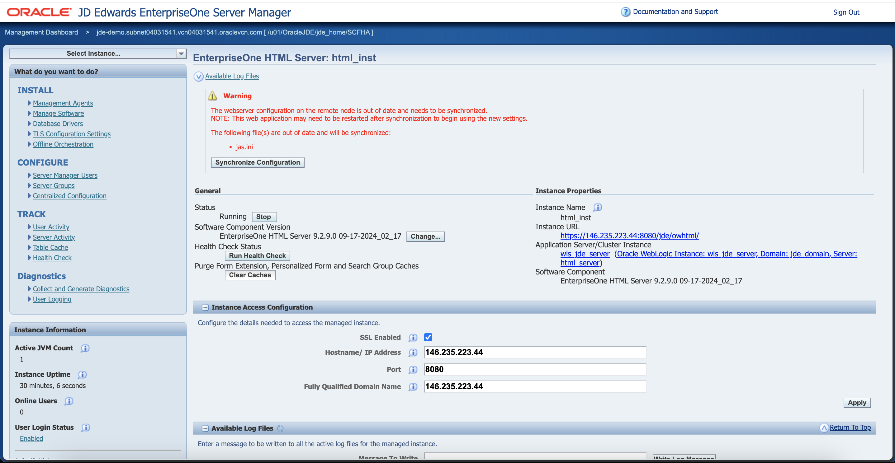 Oracle AIS Integration | JDE Server Manager COnfig