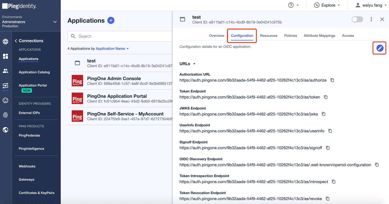 PingOne SSO | Application