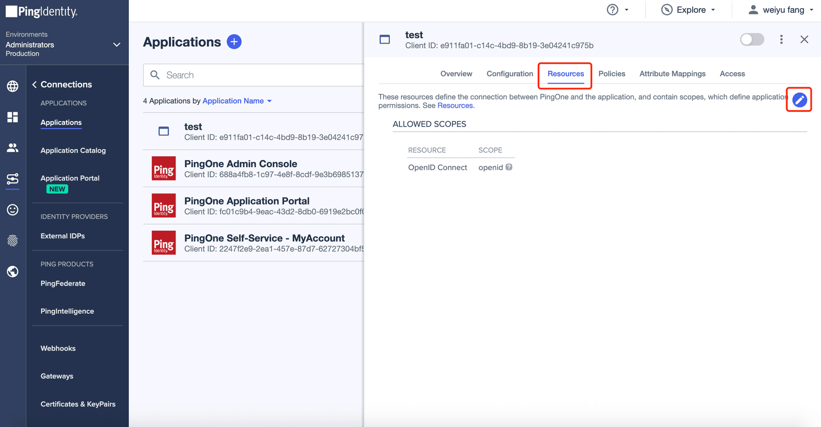 PingOne SSO | Application