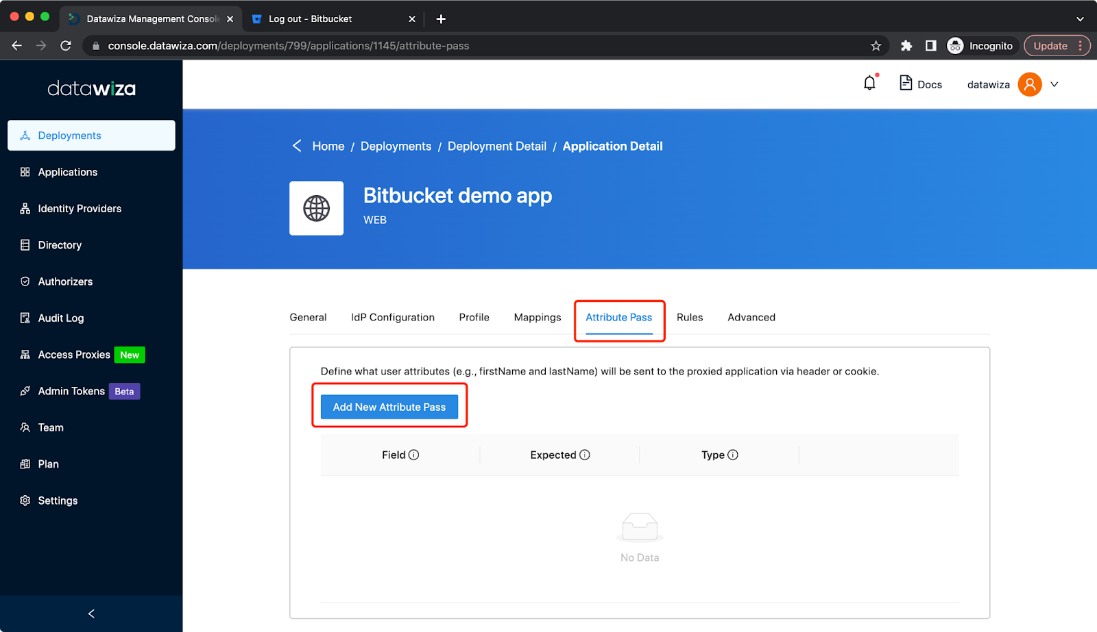 Atlassian Bitbucket Microsoft Entra ID (Azure AD) SSO | Add New Attribute Pass