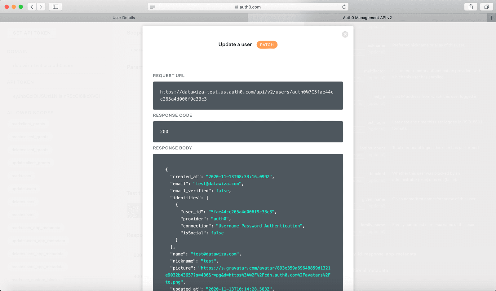 Auth0 SSO | Auth0 response