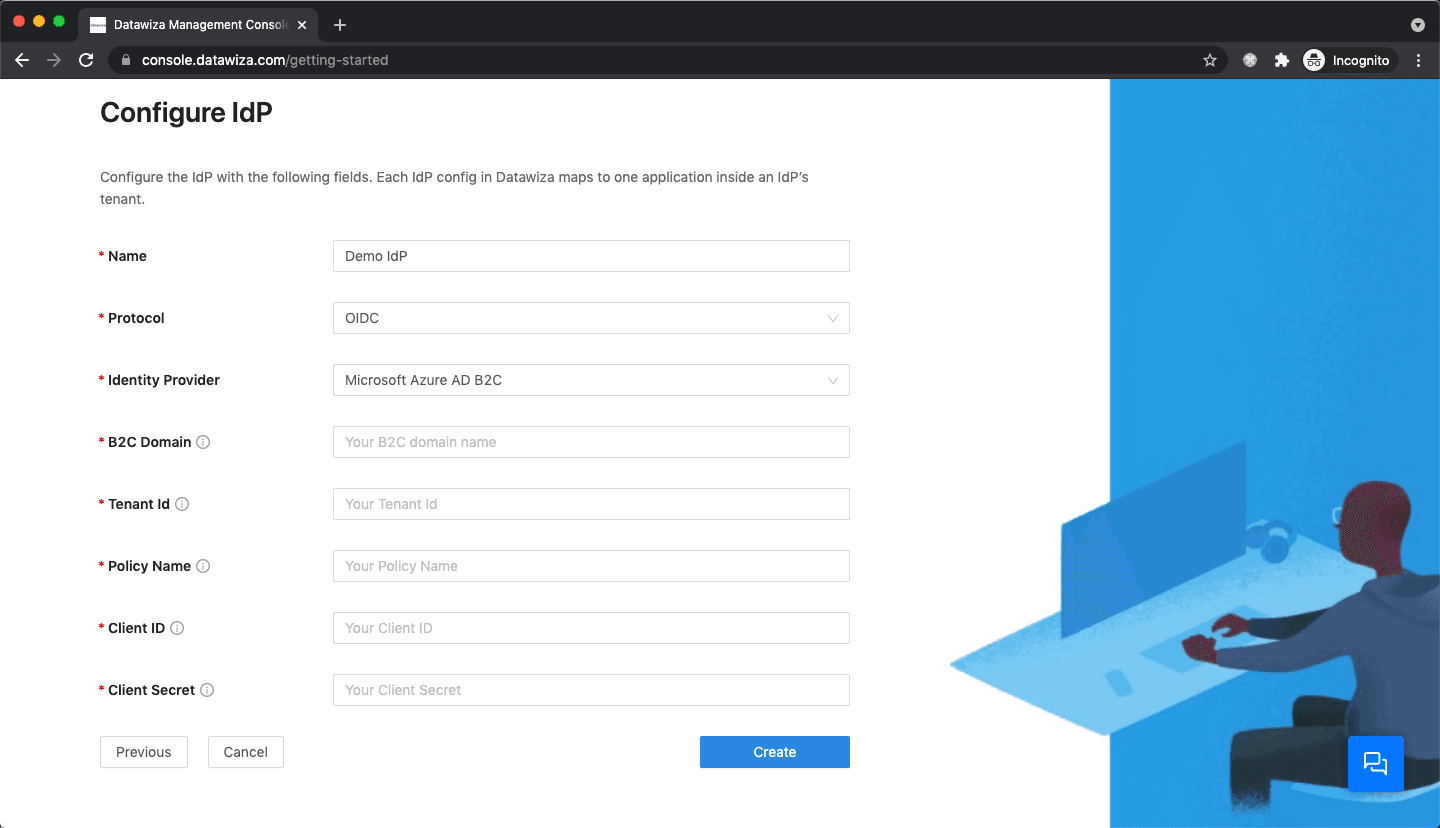 Choose Azure AD B2C IdP