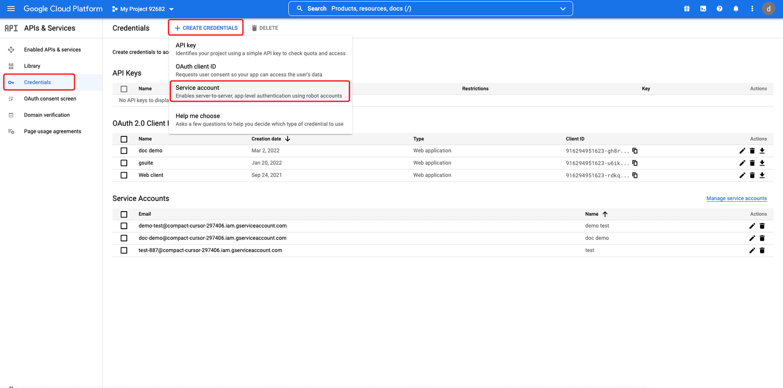 Google Workspace SSO | create service account