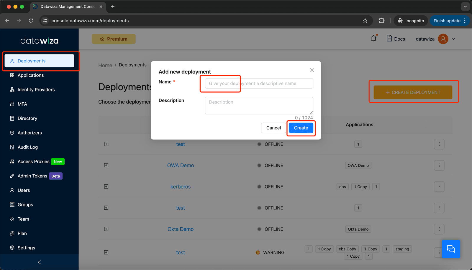 Web App MFA | Create a New Deployment