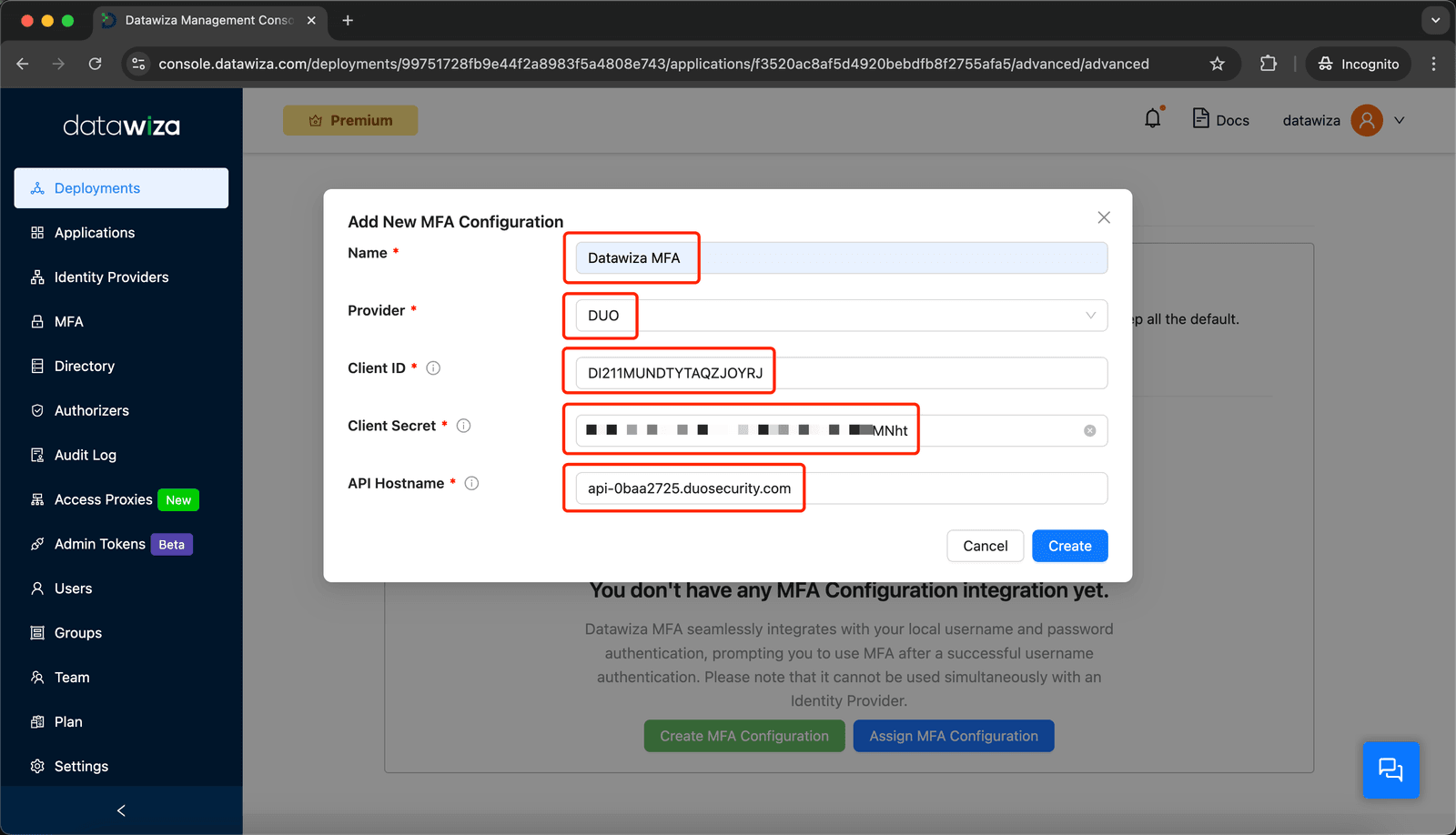 Oracle EBS MFA | Create MFA Configuration - Step 2