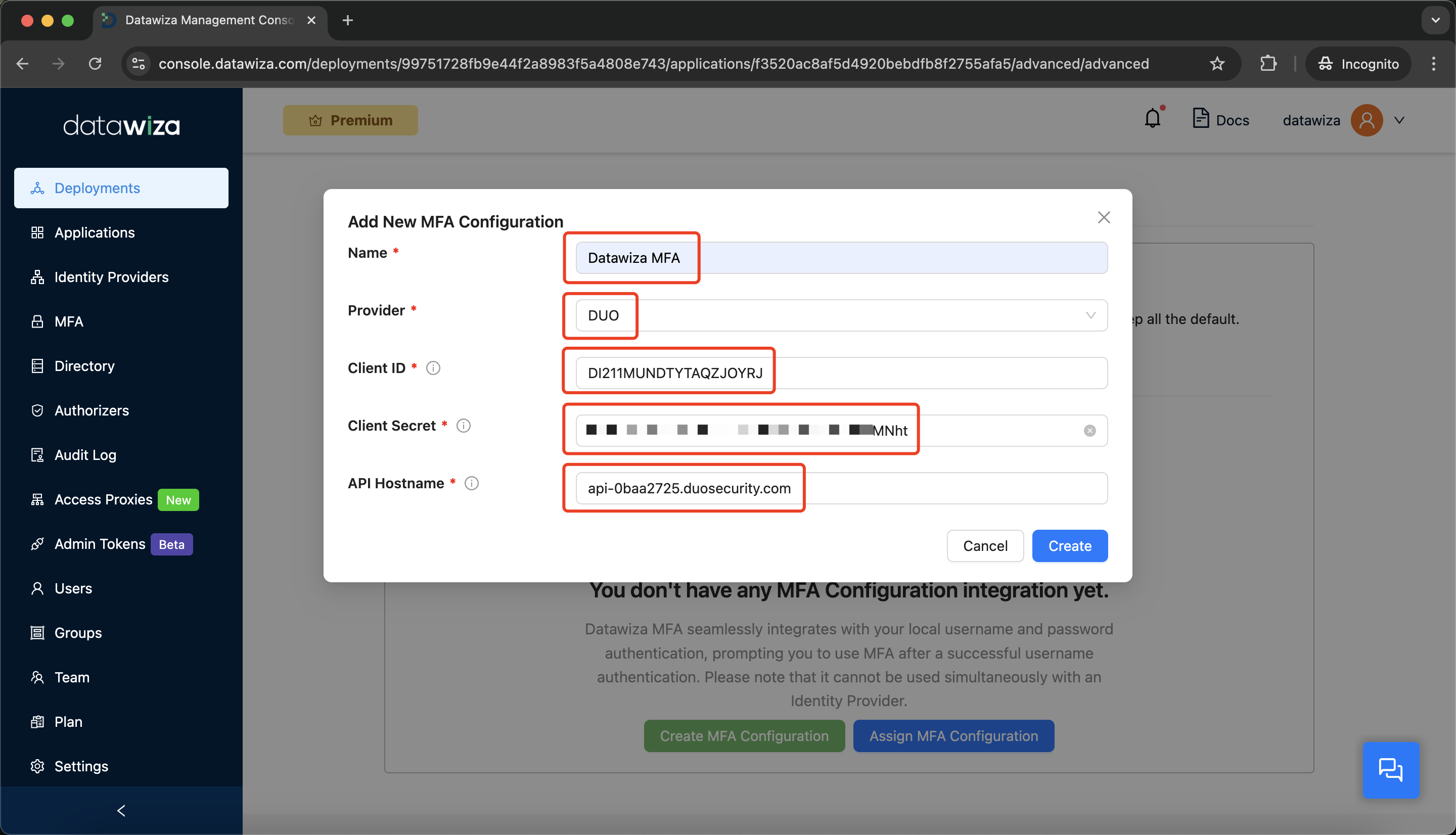Oracle EBS MFA | Create MFA Configuration - Step 2