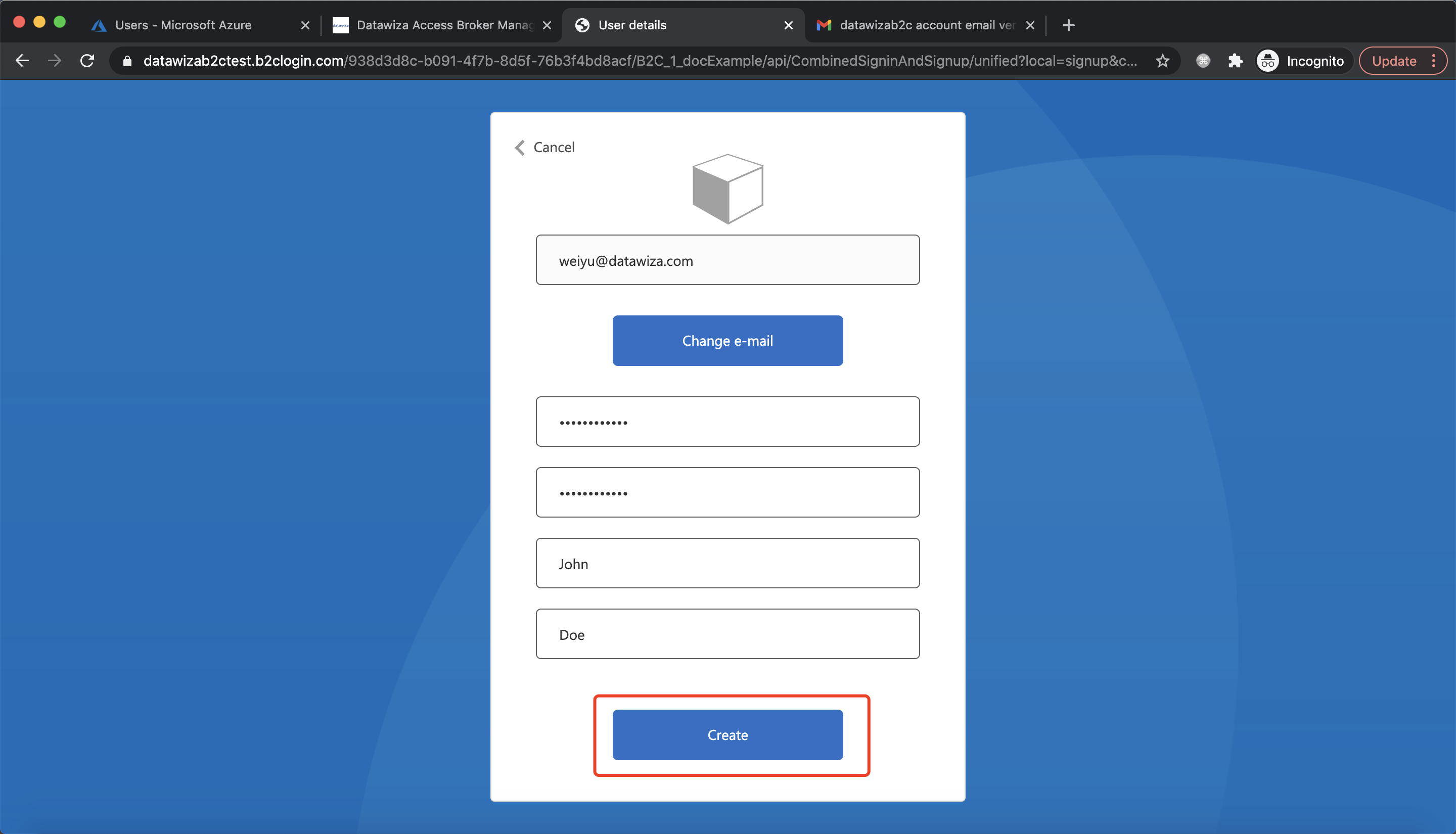 Azure AD B2C Sign Up and Sign In