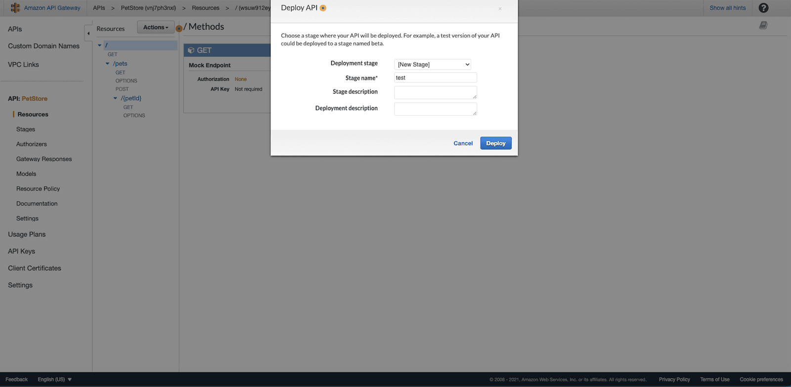 deploy api to stage
