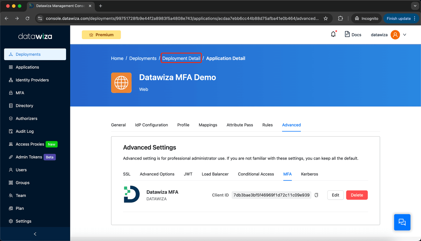 Web App MFA | Deployment Detail