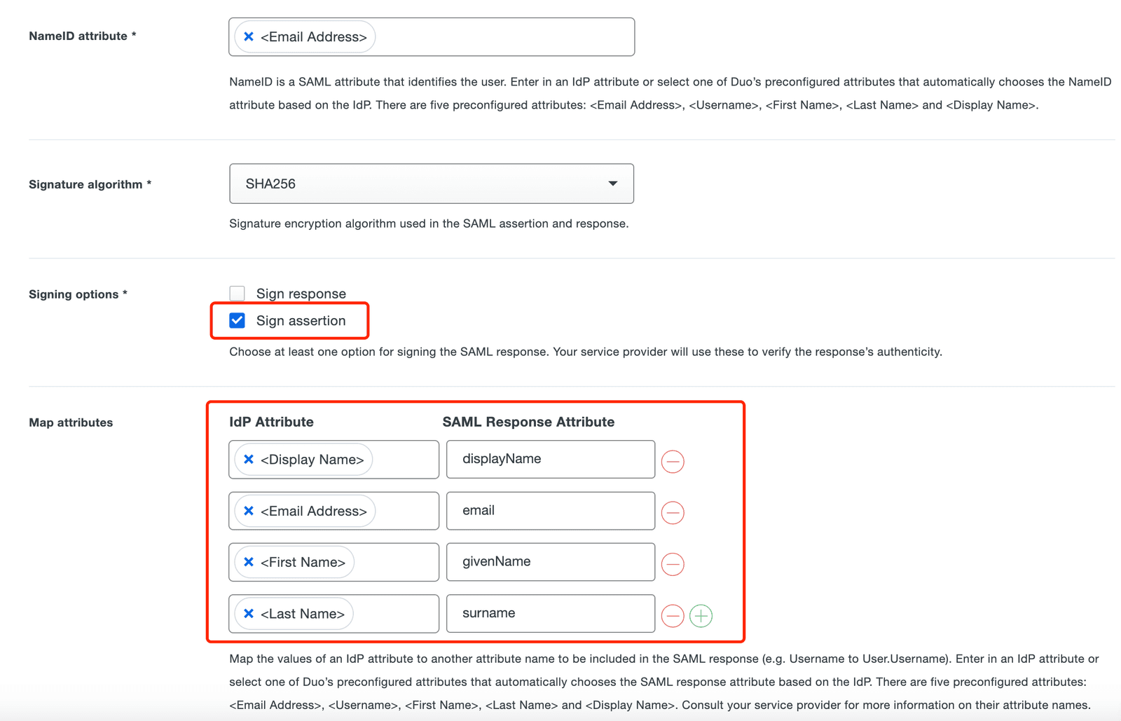 Duo MFA SAML SSO | SAML Config