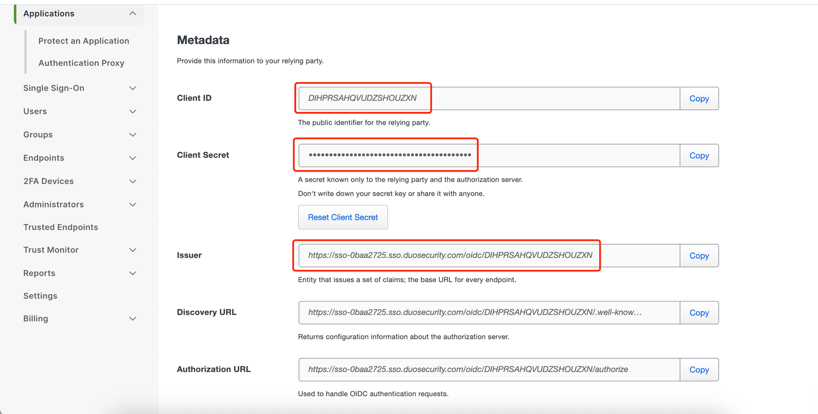 Duo MFA AD SSO | OIDC Application Config