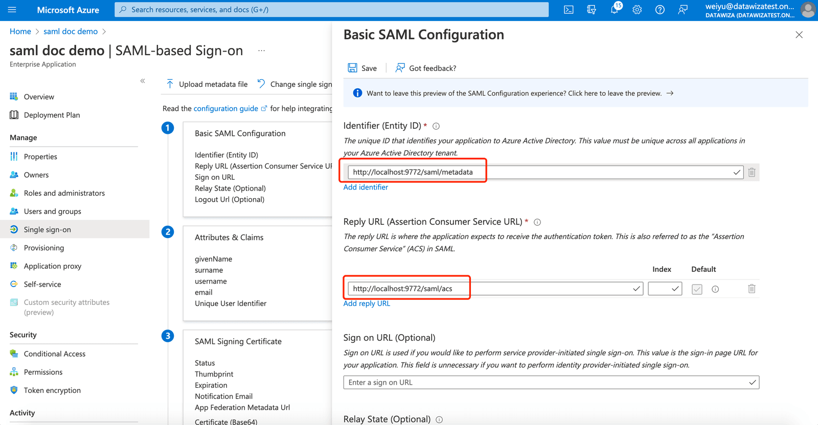 Microsoft Entra ID SAML SSO