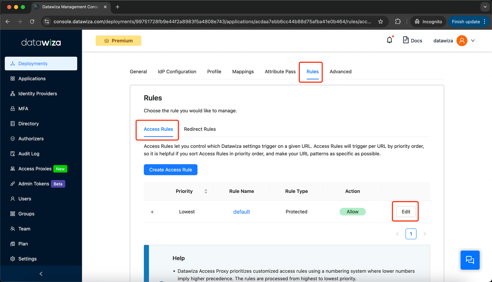 Web App MFA | Edit Default Rule