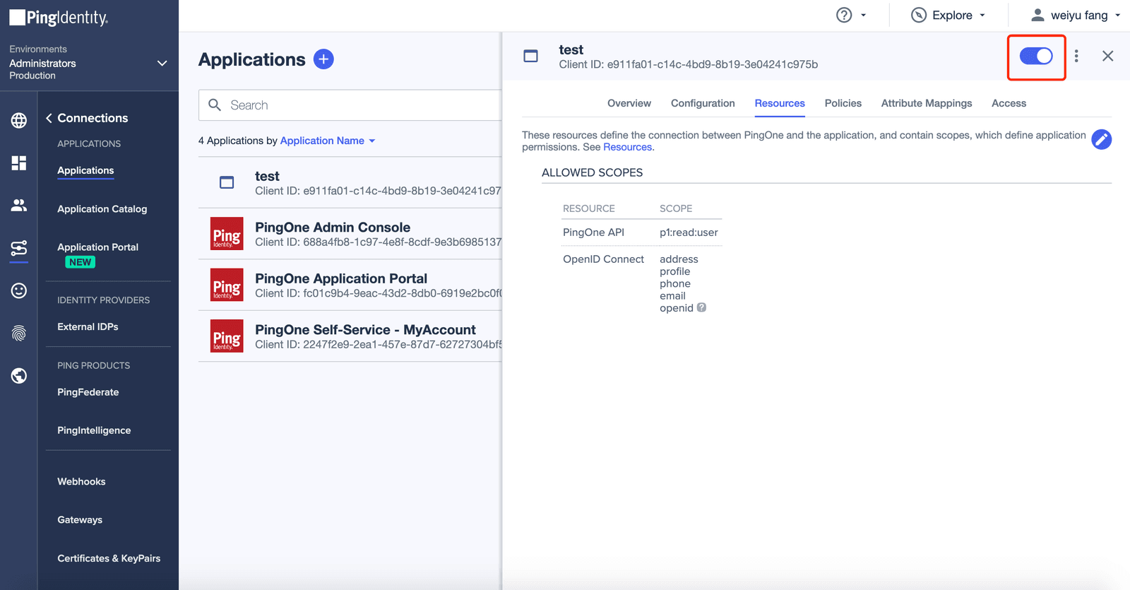 PingOne SSO | Application