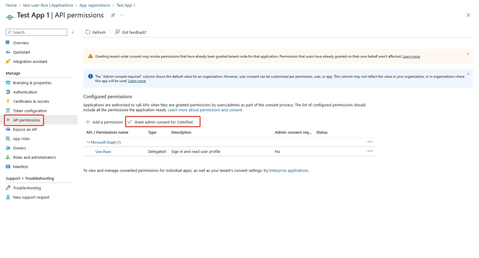 Microsoft Entra External ID SSO | Grant API Admin Consent