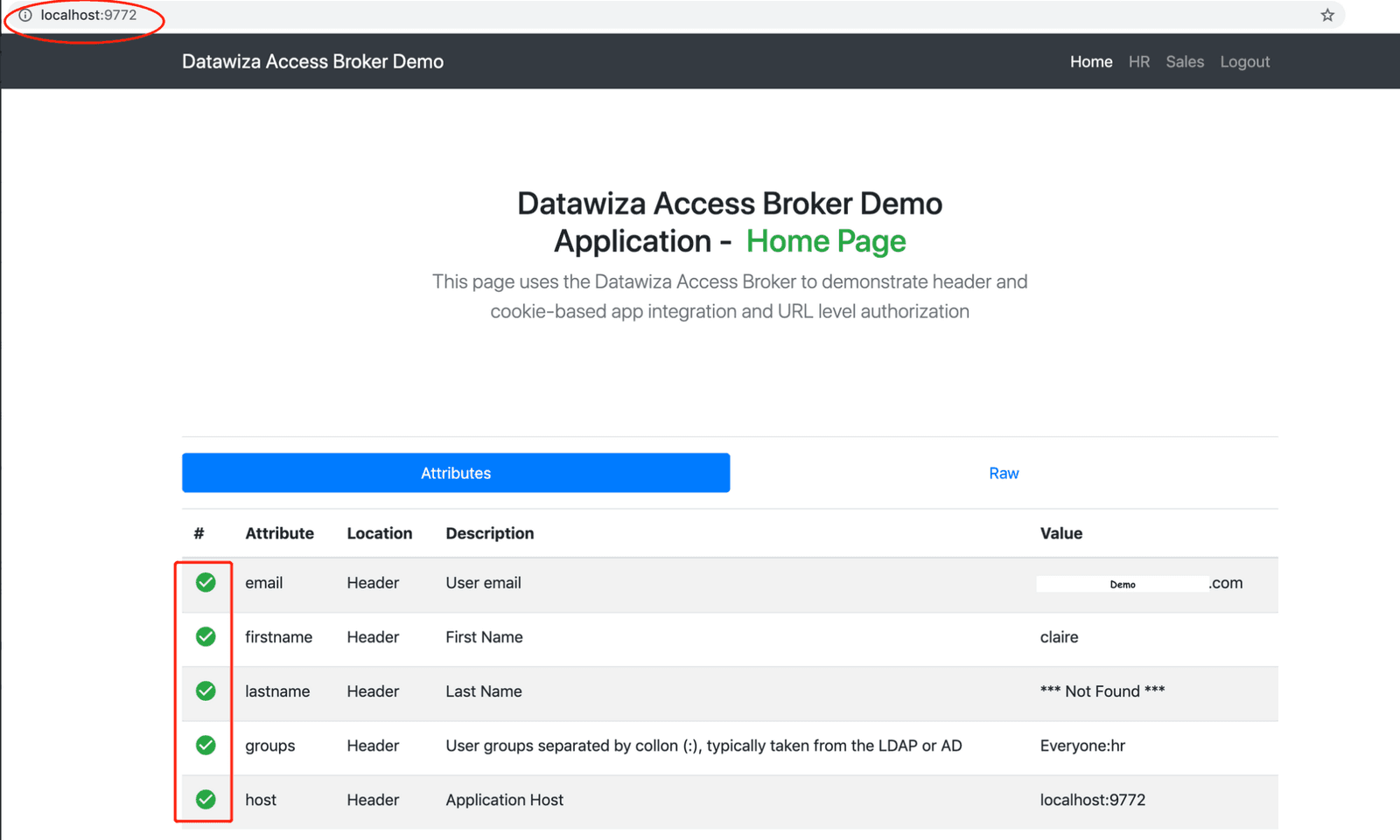 B2B SSO | Home Page with Headers