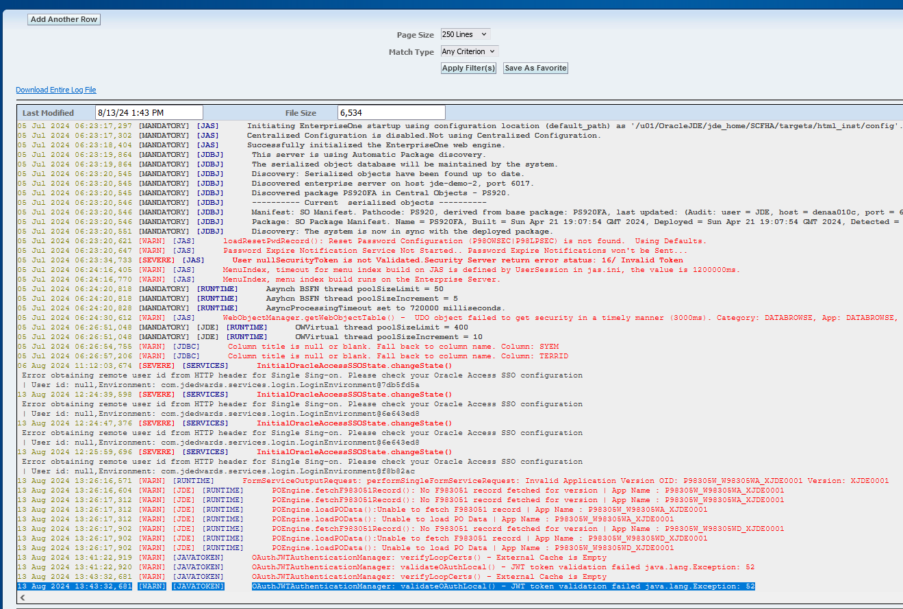 Oracle AIS Integration | JDE Server Manager COnfig