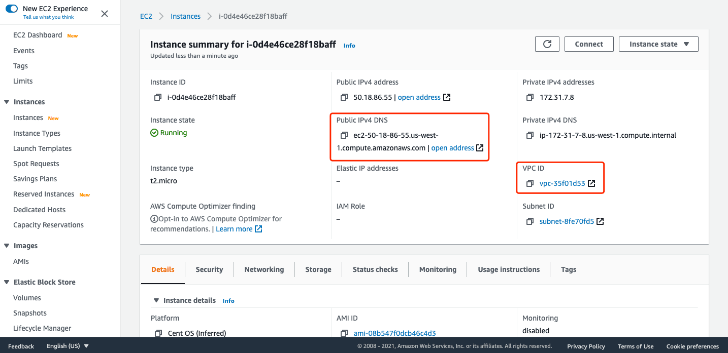 instance info