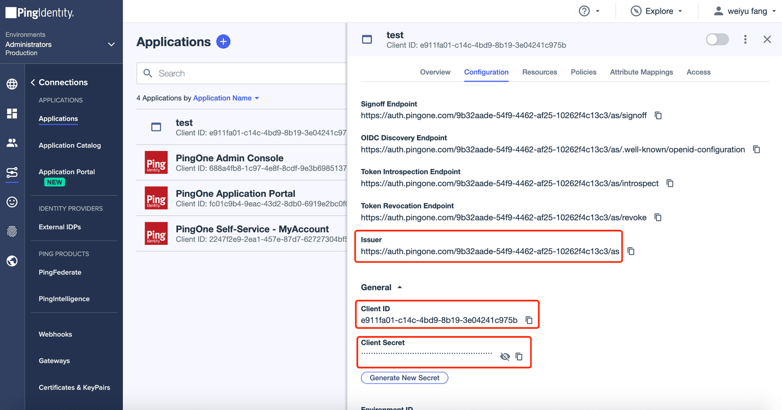 PingOne SSO | Application