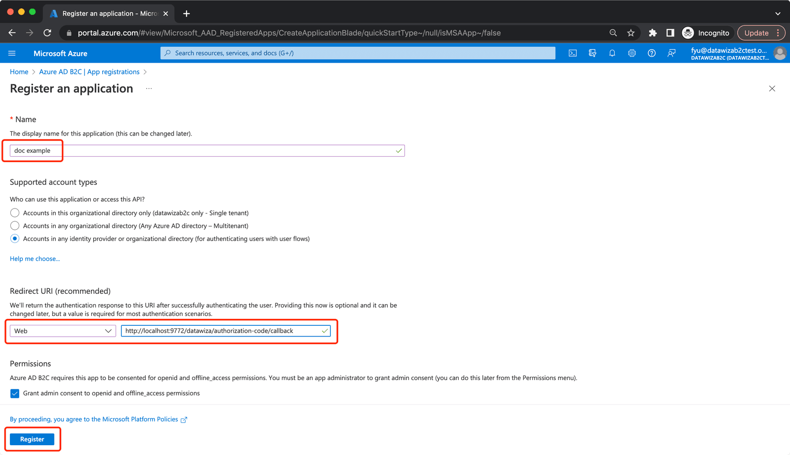 Azure AD B2C SSO | app