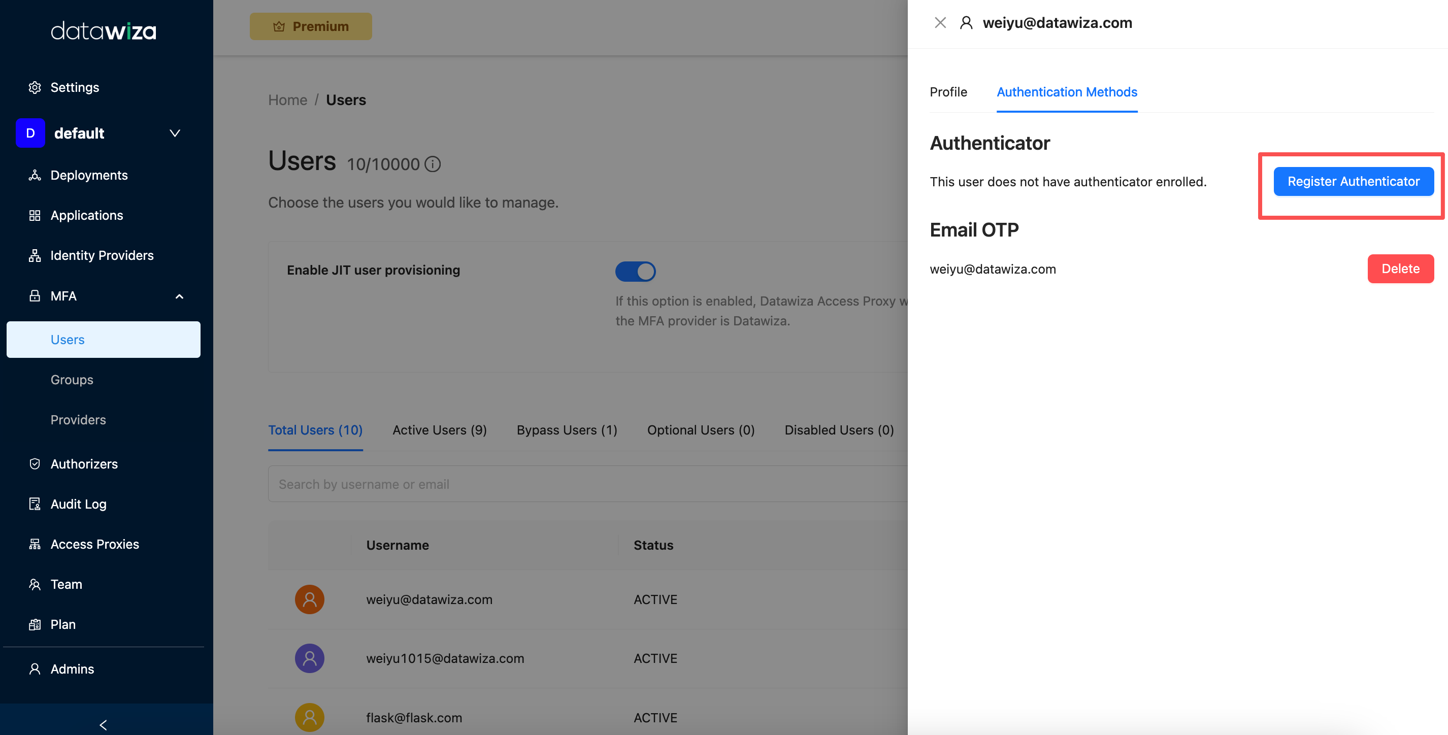 Datawiza MFA | Authenticator
