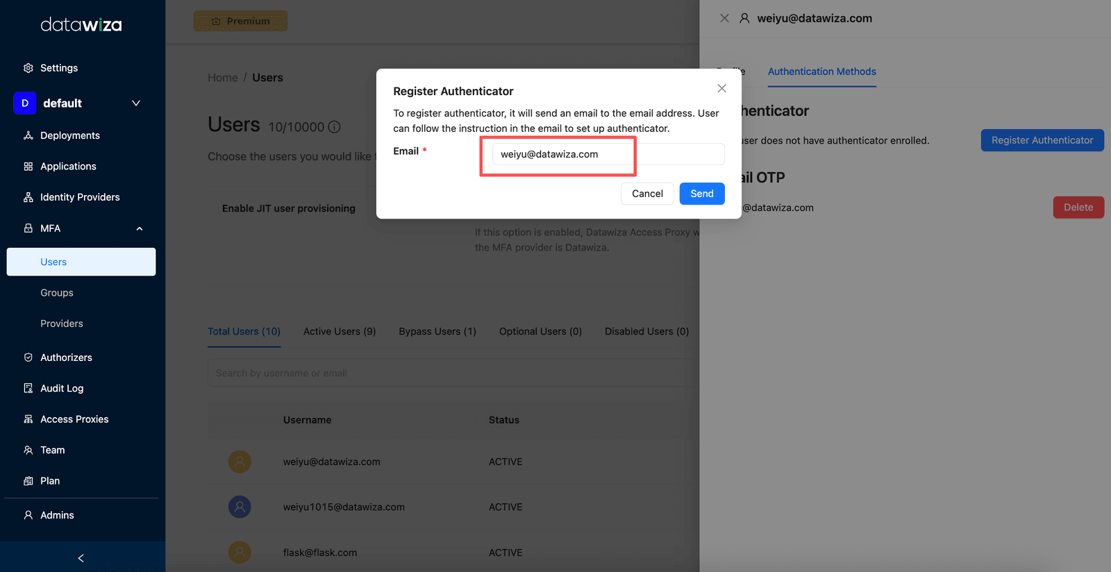 Datawiza MFA | Authenticator