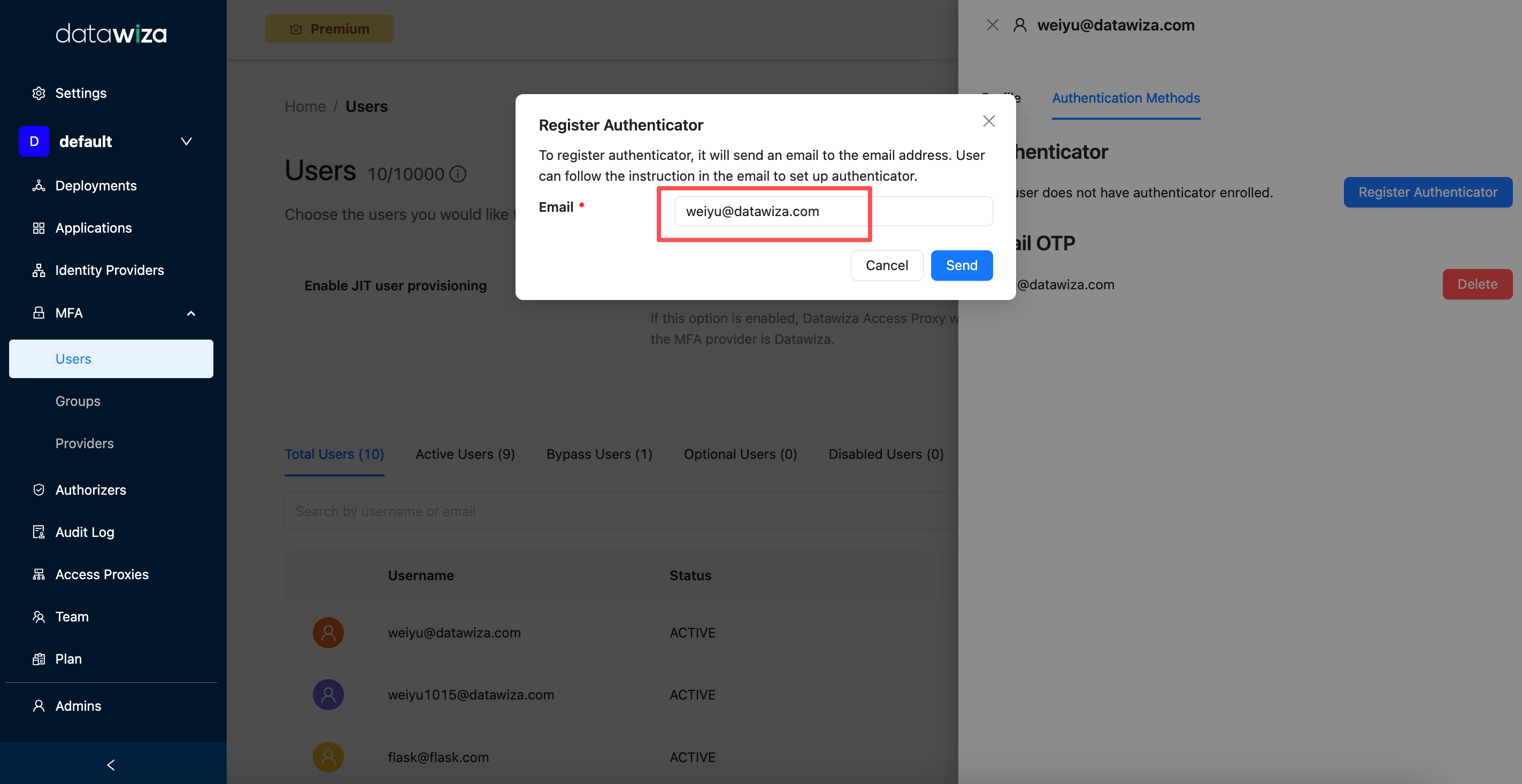 Datawiza MFA | Authenticator