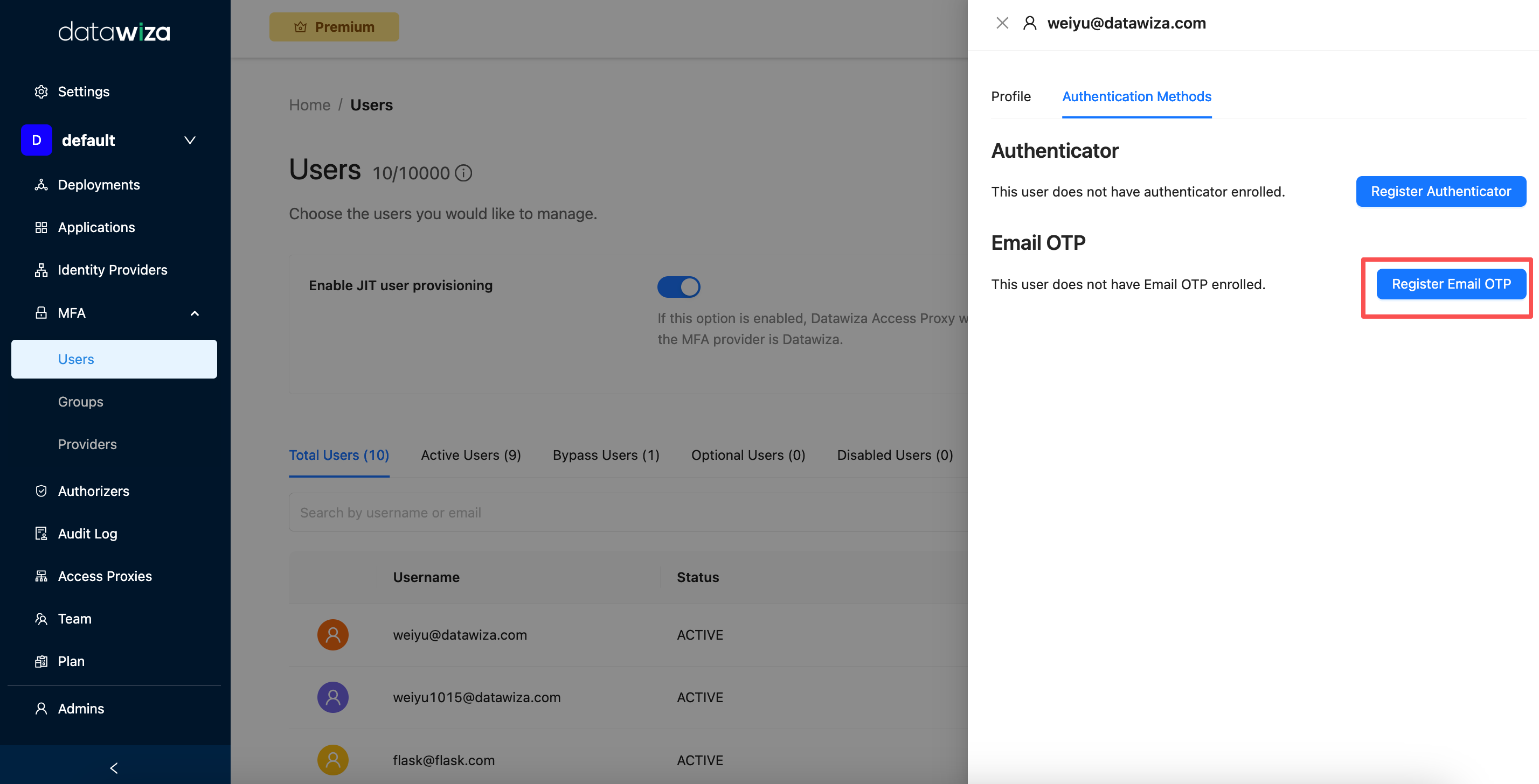 Datawiza MFA | Email OTP