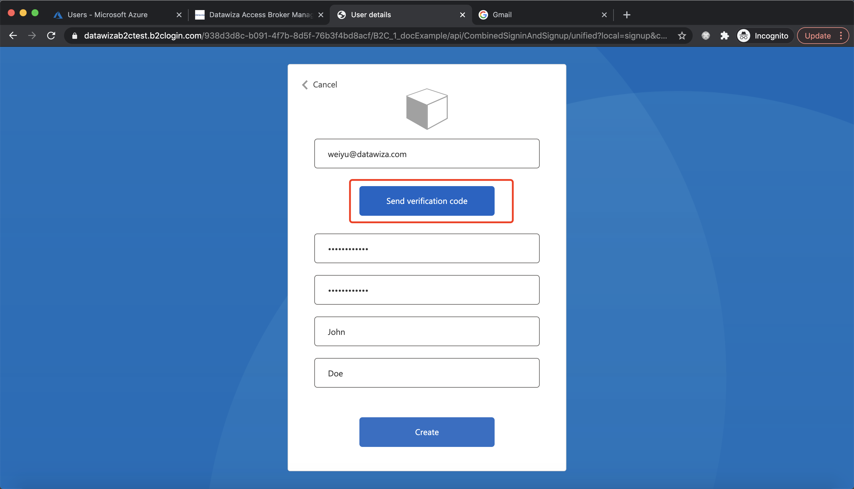 Azure AD B2C Sign Up and Sign In