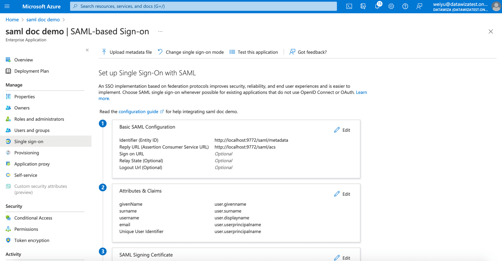 Microsoft Entra ID SAML SSO