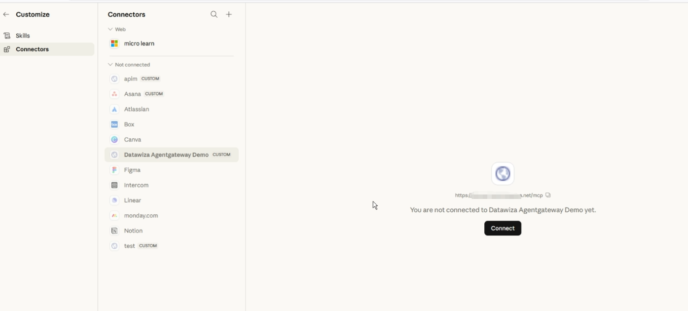Claude prompting the user to sign in before MCP tools are available