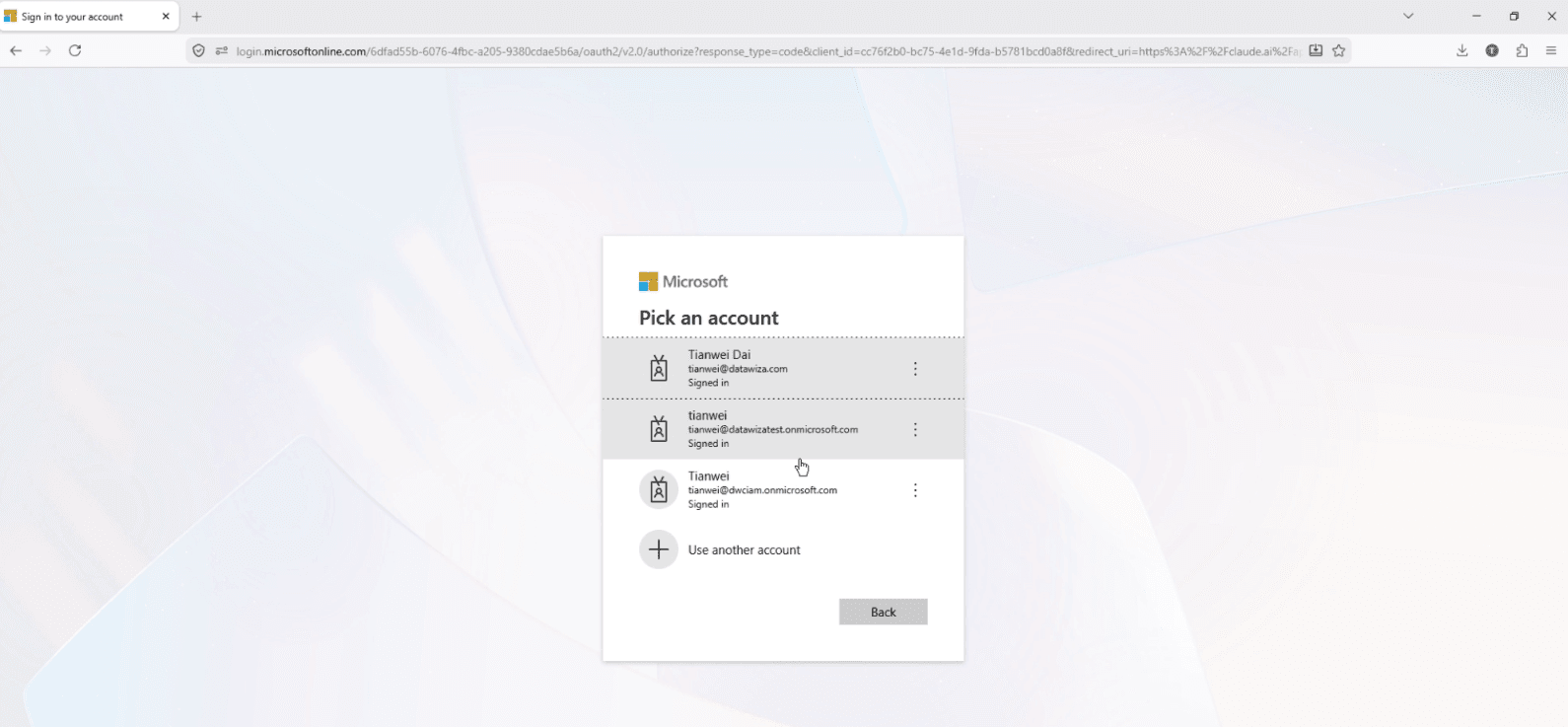 Microsoft Entra ID login page