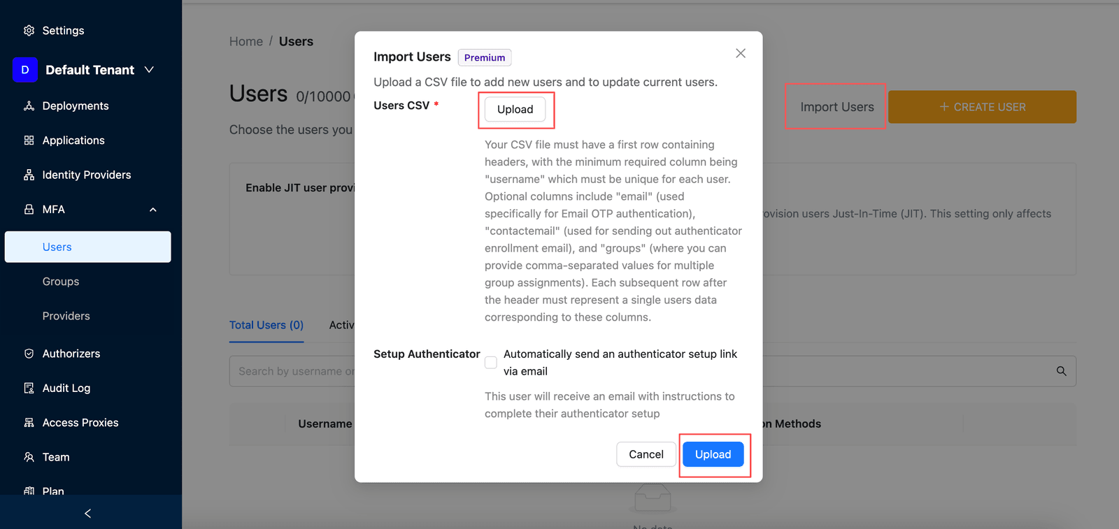 Oracle EBS MFA | Upload CSV