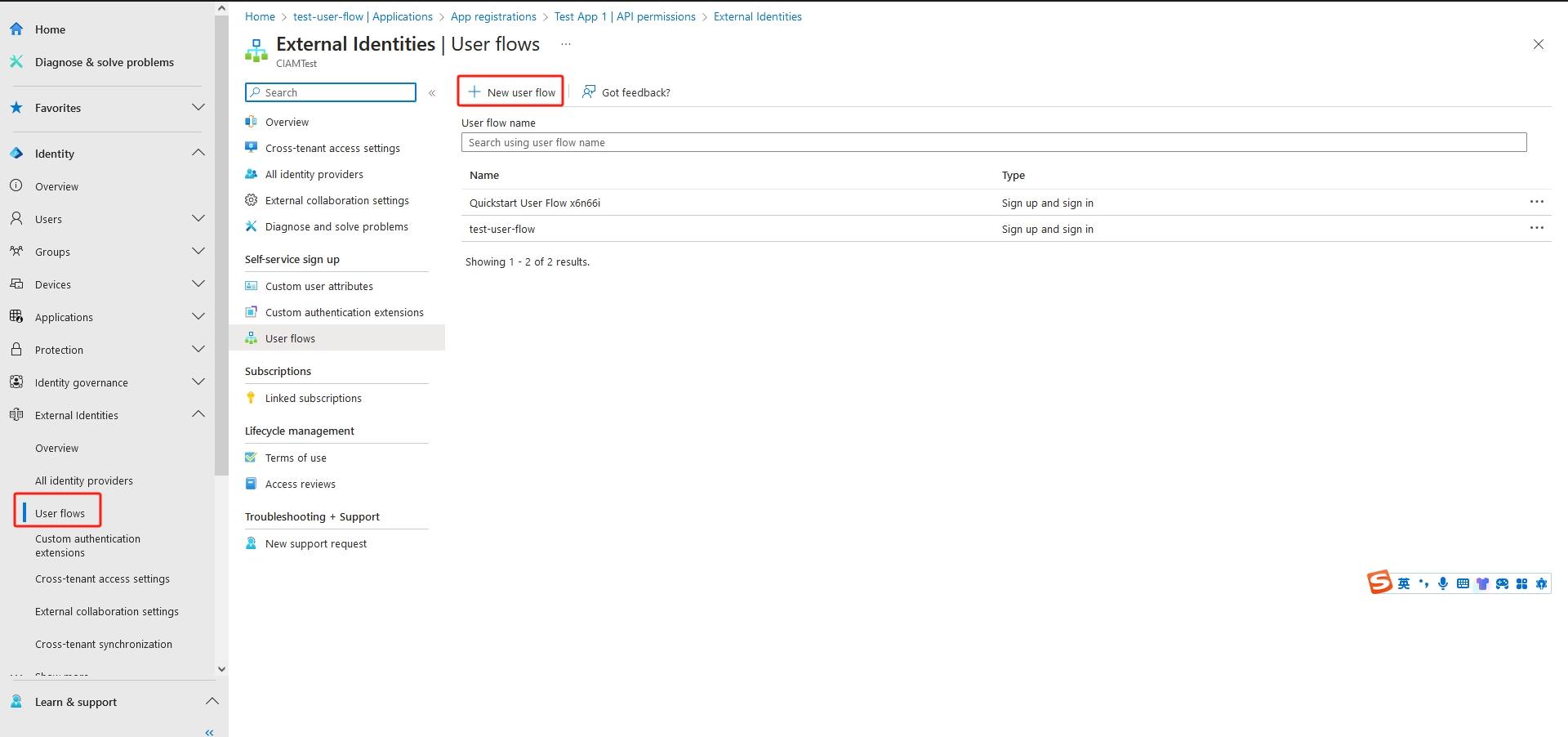 Microsoft Entra External ID SSO | user flow