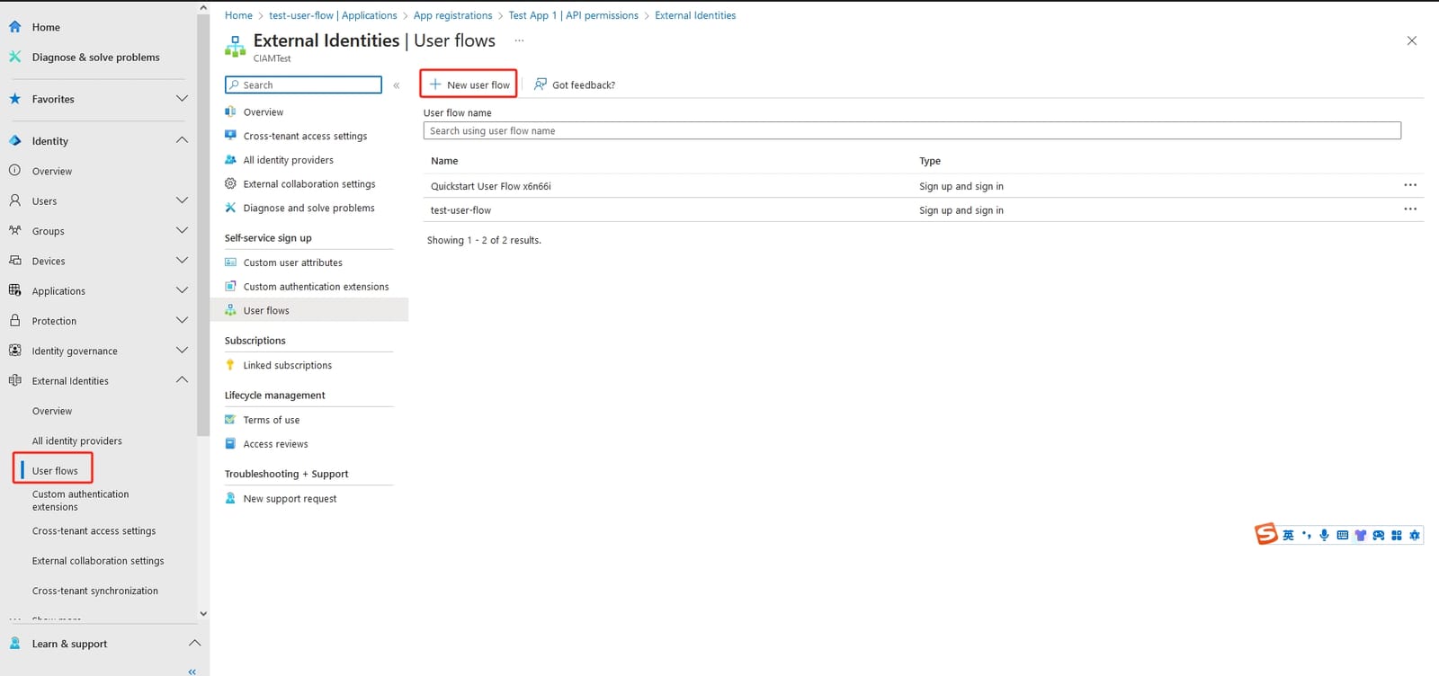 Microsoft Entra External ID SSO | user flow